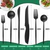 VANVRO 24 Pieces Matte Black Silverware Set with Steak Knives,Satin Finish tableware Cutlery Set for Home and Restaurant,Matte Knife Spoon and Fork Sets Service for 4,Dishwasher Safe view 2