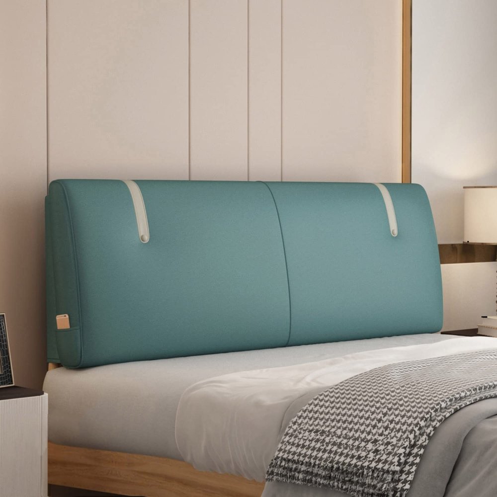 ZZYK Wipeable Headboard Upholstered Oversized Bed Backrest Unbutton Bedside Cushion Removable Lumbar Positioning Support Pillow with Headboard Cover,Blue,70.8 inches/180cm
