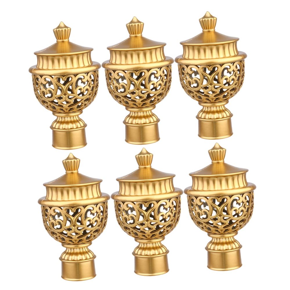 Homoyoyo Curtain Rod Bracket Rod End Caps 6pcs Set for Window Decorative and Functional