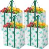 BALEINE 4 PK Grocery Bags Reusable Shopping Bags with Reinforced Bottom, Heavy Duty Foldable Tote Bags (Clover) view 1