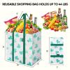 BALEINE 4 PK Grocery Bags Reusable Shopping Bags with Reinforced Bottom, Heavy Duty Foldable Tote Bags (Clover) view 2
