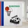 Ball Sports Games Kids Shower Curtains,Basketball Soccer Shoes Simple Chic Bathroom Curtains for Girls Boys Adults,Modern Fashion Red Blue White Waterproof Curtains,12 Hooks Suits,72" W x 78" L view 1