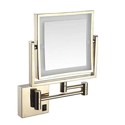 8 in Makeup Mirror Wall Mount Lighted LED, 3X Magnification Bathroom Mirror Wall Mount with Light, Double Sided Swivel 360, Can Be Charged,Bronze,Charging (Color : LightGold, Size : Charging)