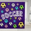 Soccer Kids Shower Curtains,Ball Sports Games Modern Fashion Bathroom Curtains for Girls Boys Adults,Geometric Honeycomb Chic Purple Colorful Waterproof Curtains,12 Hooks Suits,72" W x 78" L view 1