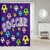 Soccer Kids Shower Curtains,Ball Sports Games Modern Fashion Bathroom Curtains for Girls Boys Adults,Geometric Honeycomb Chic Purple Colorful Waterproof Curtains,12 Hooks Suits,72" W x 78" L view 2