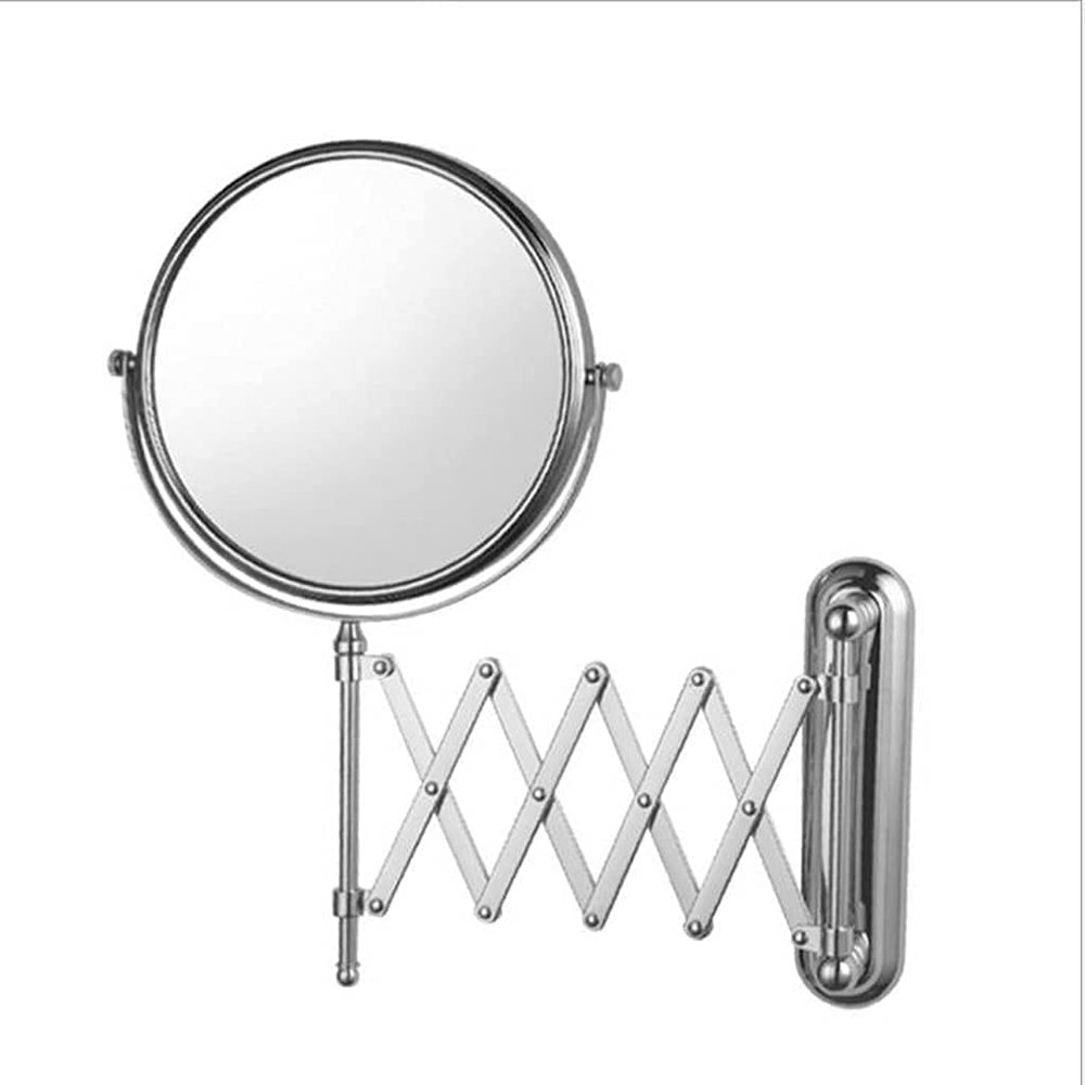 ROWITA Makeup Mirror Vanity Mirror Chromed Steel Double Sided Extending Wall Mounted Mirror | Swivel Mirror for Bathroom | D20cm, 3X Magnification Cosmetic Mirror
