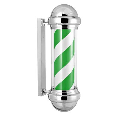 MIXXON Waterproof Barber Shop Pole Light, Rotating Stripes LED Turn Light, Hair Salon Shop Classic Sign, for Outdoor Wall Graphic Decoration,Green