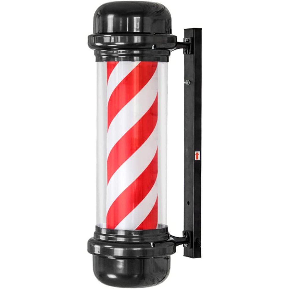 MIXXON Barber Pole LED Light, Rotating Salon Barber Shop Light, Waterproof Hair Salon Sign Lamp, for Outdoor Retro Window Wall Graphic Decoration
