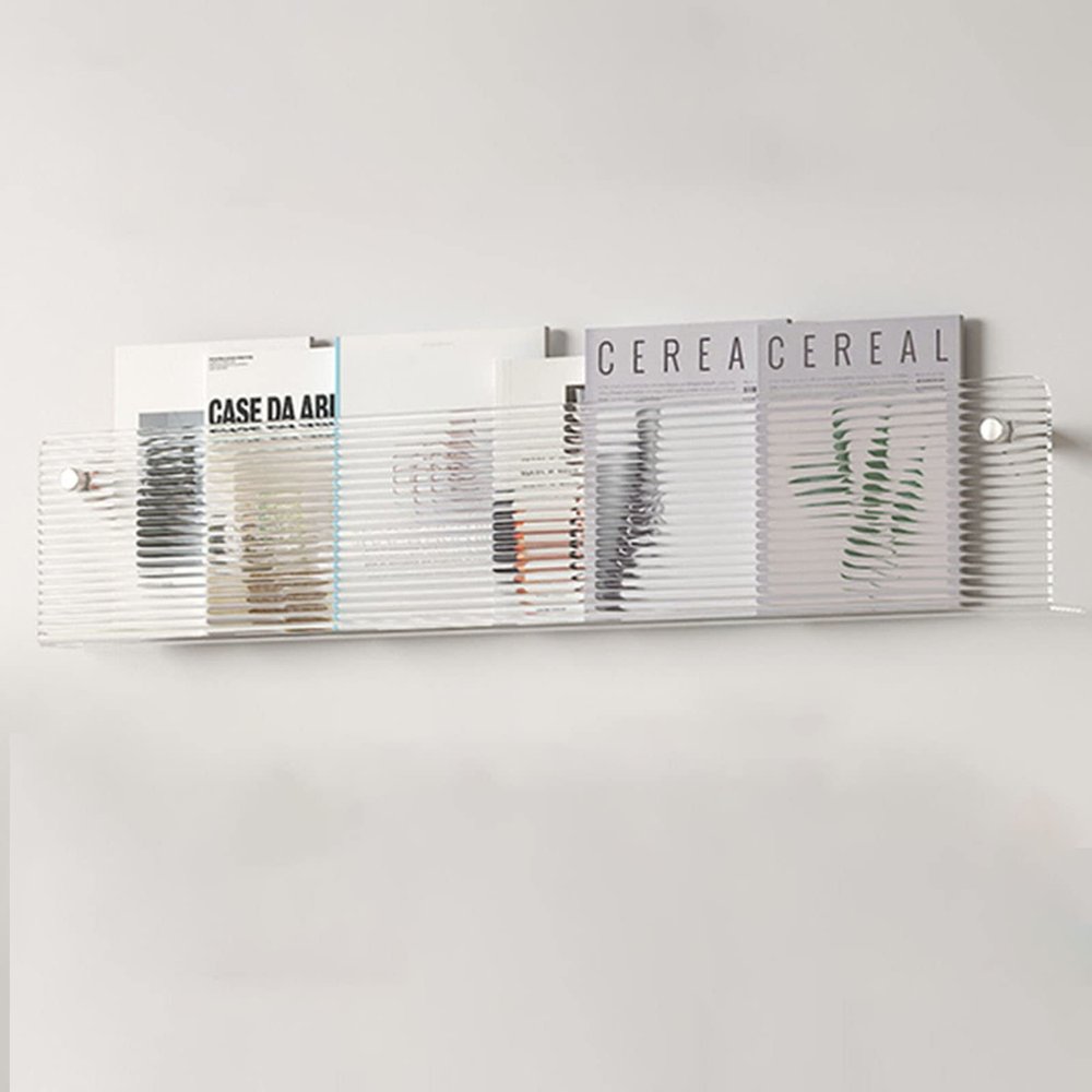 DAKAJA 60/80cm Long Clear Magazine File Holder, Wall Mounted Acrylic Document Holder, Hanging Folder Organizer, Home Office Brochure Magazine Rack (Size : Length- 60cm/23.6")