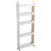 SAUNUOWL 10cm Slim Rolling Storage Cart, Skinny Mobile Kitchen Pantry Cart with Wheels, Slide Out Utility Narrow Rolling Cart Easy Assemble for Tight Spaces, White (Color : 5-Layer) view 1
