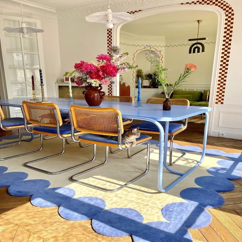 ZAMZAM CARPETS Hand-Tufted Area Rug 100% Wool Rugs for Living Room, Bedroom and Hall (Color Baige/Torquise 5x7 Feet)