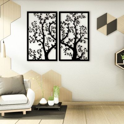 3D Metal Tree Decor, Metal Wall Art, 2 Panels Tree of Life Decor, Tree of Life Wall Art, Metal Art Wall Decor, Outdoor Wall Decor, Family Tree Wall Decor, Spiritual Wall Decor, Tree of Life Wall Art (35.4 x 44.9 / 90 x 114 cm)