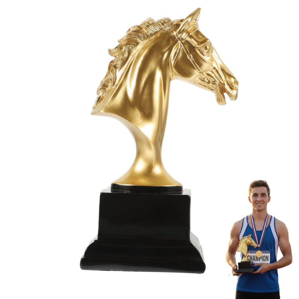 Veemoon Horse Trophies, Mini Horse Trophy Award Resin Ornament for Home Coffee Table, Office, Bookshelf, Desk, Living Room, Barn, Decor Art Figurine Decorative 7.5X3.7X2inch