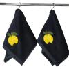 2 Pack Lemon Hand Towels, 100% Soft Cotton, Basket Stuffers, (12x20 Inches) Decor Gift Packed, Ideal for Kitchen and Bathroom Use (Black1, 2) view 1