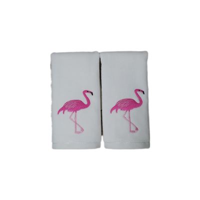 2 Pack Flamingo Cotton Hand Towels, 12x20 Inches, White - Mix (2), Ideal Gift, Decorative for Kitchen & Bathroom