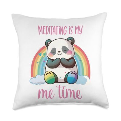 Meditating Panda Bear Yoga Meditating Panda Cute Meditation Throw Pillow