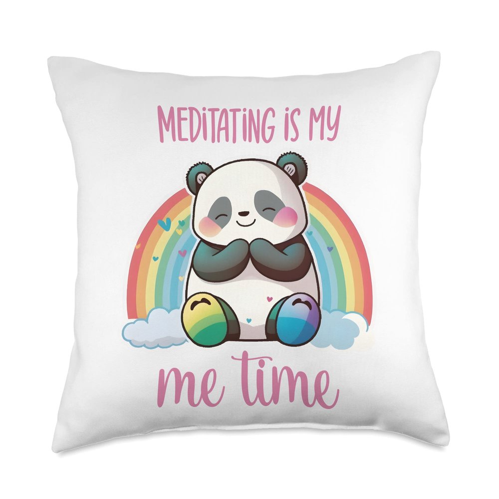 Meditating Panda Bear Yoga Meditating Panda Cute Meditation Throw Pillow