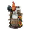 1 Set Of Crowing Rooster Standing On Fence Salt And Pepper Shakers Holder 6.5"H view 3