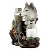 1 Set Of Full Moon Lone Alpha Gray Wolf Glass Salt & Pepper Shakers Holder Decor view 4