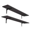 DINZI LVJ Long Wall Shelves, 47.3Inch Wall Mounted Shelves Set of 2, Extra Large Floating Storage Ledges with Sturdy Metal Brackets for Living Room, Bathroom, Bedroom, Kitchen, Espresso view 1