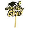 Congrats Grad Cake Topper, Class of 2023 Graduation Cake Toppers Acrylic Gold Black Mirror for Graduation Party Cake Decorations (D) view 1