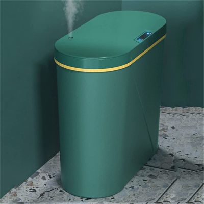 TATSEN Spray Smart Trash Can Electronic Automatic Household Waste Bins for Kitchen Bathroom Laundry Toilet Narrow Places Sensor Bin (Color : Green, Size