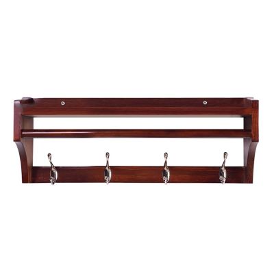 Farmhouse Mounted Coat Rack And Upper Shelf For Storage, Perfect For Your Entryway, Kitchen, Bathroom Wall Mounted Wooden Coat Hooks With Tower Hanger And Floating Shelf ( Color : Brown , Size : 4 Hoo