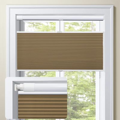 MiLin Top Down Bottom Up Cordless Cellular Shades No Tools No Drill Blinds for Windows Shades for Indoor Windows Honeycomb Blinds - 100% Blackout Brown 33" W x 64" H