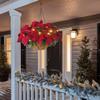 HEITIGN Pre Lit Christmas Hanging Basket Flocked with Mixed Decorations and LED Lights Artificial Frosted Berry Pine Cones for Christmas Outdoor Yard Decor view 2