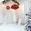 HEITIGN Pre Lit Christmas Hanging Basket Flocked with Mixed Decorations and LED Lights Artificial Frosted Berry Pine Cones for Christmas Outdoor Yard Decor view 3