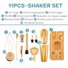 AUOXIOUYM 11-Pcs Cocktail Shaker Set Gold,Bartending Kit Stainless Steel Shakers 25oz Bar Kits for Bartender Mixing Set Barware Tool Sets for Professional Bartender and Home view 3