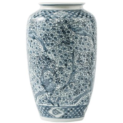AMITVA Oriental Ceramic Jar Ginger Jars with Lids for Home Dcor Jingdezhen Hand Painted Lotus Blue White Porcelain Vase Ornament for Gift