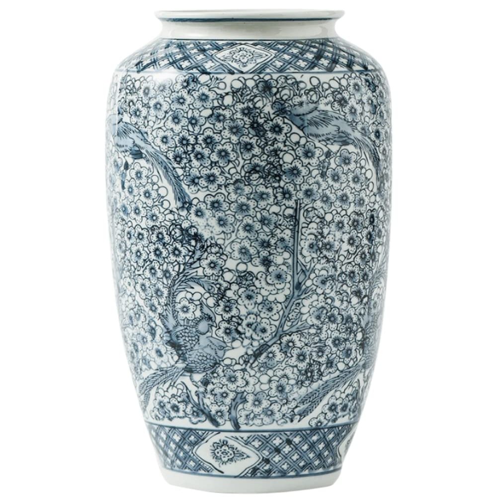 AMITVA Oriental Ceramic Jar Ginger Jars with Lids for Home Dcor Jingdezhen Hand Painted Lotus Blue White Porcelain Vase Ornament for Gift