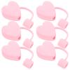 Operitacx 6pcs Cute Cartoon Silicone Cute Straw Lids, Love Heart Straw Lids, Silicone Pointed Lid Protectors For 6-8mm Straws view 1