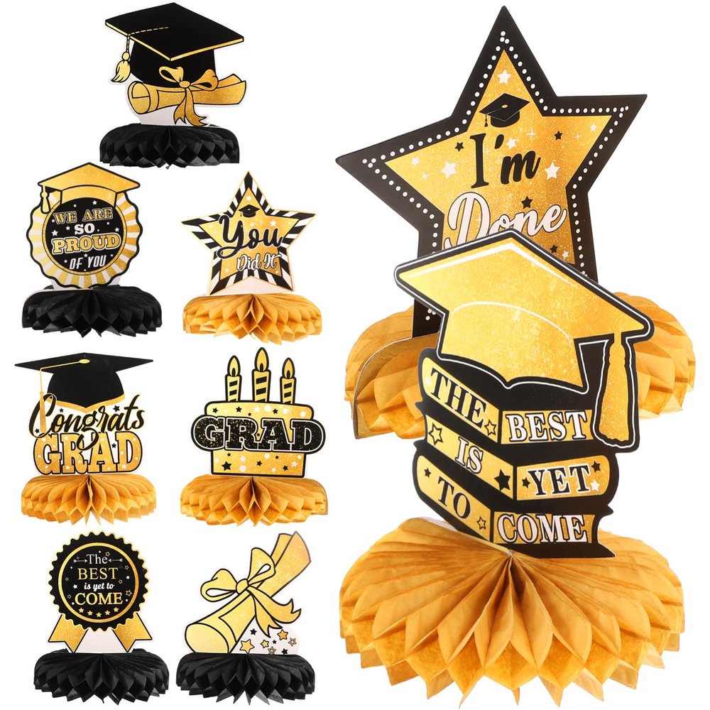 Beavorty 1set Graduation Honeycomb Centerpieces for Class of Elegant Party Decorations for Graduation Celebration Chic Table Decor Unique Designs for Home and Photo Props
