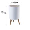 DYPASA Garbage Recycling Bin 7L Trash Can with Lid Press Dustbin for Living Room Toilet Bathroom Kitchen Garbage Bucket High Foot Imitation Wood Rubbish Can Kitchen Trash Can view 2