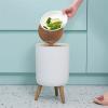 DYPASA Garbage Recycling Bin 7L Trash Can with Lid Press Dustbin for Living Room Toilet Bathroom Kitchen Garbage Bucket High Foot Imitation Wood Rubbish Can Kitchen Trash Can view 3