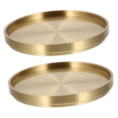 Beavorty 2pcs Brass Tea Cup Mat Non- Design for Home Tea Serving and Protecting Elegant Brass Color