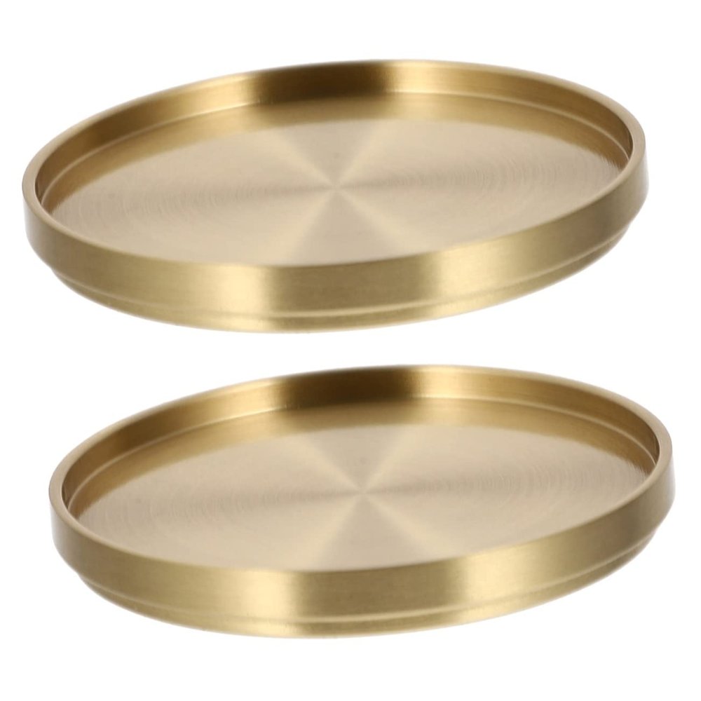 Beavorty 2pcs Brass Tea Cup Mat Non- Design for Home Tea Serving and Protecting Elegant Brass Color