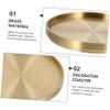Beavorty 2pcs Brass Tea Cup Mat Non- Design for Home Tea Serving and Protecting Elegant Brass Color view 3