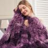 GONAAP Fuzzy Faux Fur Throw Blanket Queen Size Tie-dye Violet Purple Super Soft Cozy Plush Fuzzy Shaggy Blanket for Couch Sofa Bed (Tie-dye Violet Purple, Queen(90"x90")) view 2