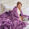GONAAP Fuzzy Faux Fur Throw Blanket Queen Size Tie-dye Violet Purple Super Soft Cozy Plush Fuzzy Shaggy Blanket for Couch Sofa Bed (Tie-dye Violet Purple, Queen(90"x90")) view 3