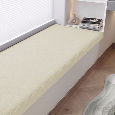 XIEMINLE Bay Window Seat Cushion with Non-Slip Bottom, Removable Shoe Bench Seat Pad, Washable 2 3 Seater Wooden Bench Seat Cushion for Indoor Kitchen Sofa Couch,120 * 45 * 3cm,Beige