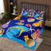 Flip Flops Bedspread Set Queen Size for Kids,Boys Girls Conch Starfish Quilt Set Wave Point Stripes Bedspread Coverlet Summer Cool Bedspread 3 Piece Decorative Bedding Quilted with 2 Pillow Shams view 1