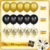 80th Birthday Balloons for Men, 15 Pcs Black Gold Happy 80th Birthday Balloons, Black Gold 80th Birthday Party Decorations Balloons for Men Women 80th Birthday Decor view 2