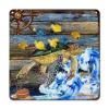 ArogGeld Nautical Coastal Sea Turtle Rudder Metal Sign Sea Wave Metal Wall Art Beach Themed Poster Wall Art Decor 10x10in Funny Wall Sign Decor for Man Cave Garage Far Bar Pub view 1