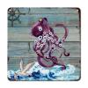 ArogGeld Rustic Octopus Rudder Seagull Tin Sign Sea Wave Metal Wall Art Beach Themed Home Wall Decoration 10x10in Mediterraneans Style Metal Wall Decor for Bedroom Cafe Bar Club Pub Garage view 1