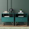 Aurorome Nightstand Set of 2, Modern Nightstand with Drawer, End Table with Storage, Side Table with Open Space, Bed Side Table for Bedroom, Side Table for Bedroom, Living Room, Green view 1