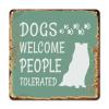 ArogGeld Tin Sign Dogs Welcome People Tolerated Metal Tin Sign Doberman Dog Poster Wall Art Decor Puppy Gifts 10x10in Fashion Metal Plaque Sign for Cafe Coffee Bars Pubs Man Cave view 1