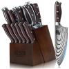 SHAN ZU Knife Set 16 pcs, Japanese Kitchen Knife with Block High Carbon Stainless Steel Ultra Sharp Knife for Kitchen, Professional Chef Knife Set with Sharpener view 1
